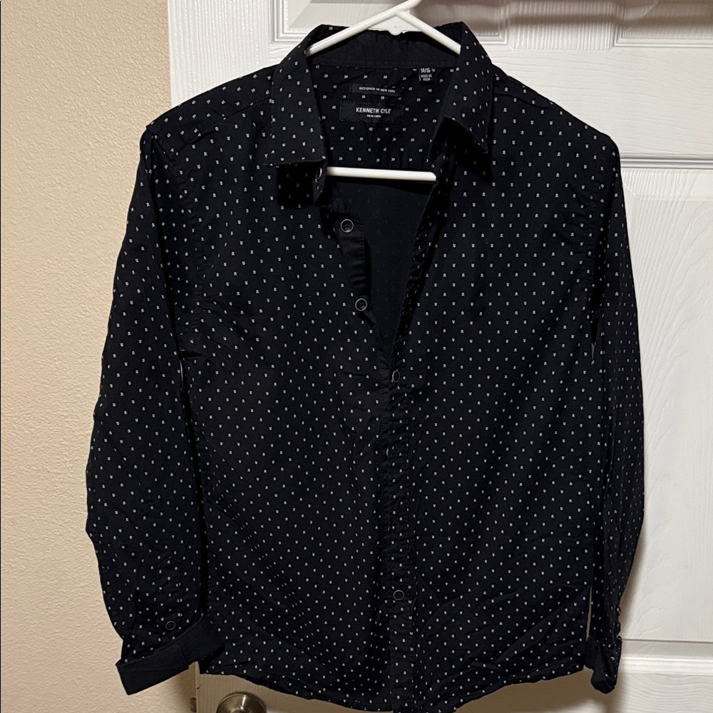 Kenneth Cole New York Black Shirt with White Dots